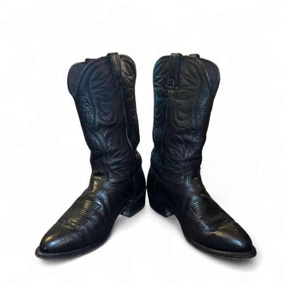 Durango Men’s Black Leather Classic genuine Western Cowboy Boots Size 9.5D - Picture 3 of 8
